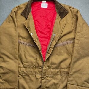 VTG 70s Hunting Clothes Co Duck Canvas Workwear utility Coveralls XL Brown retro